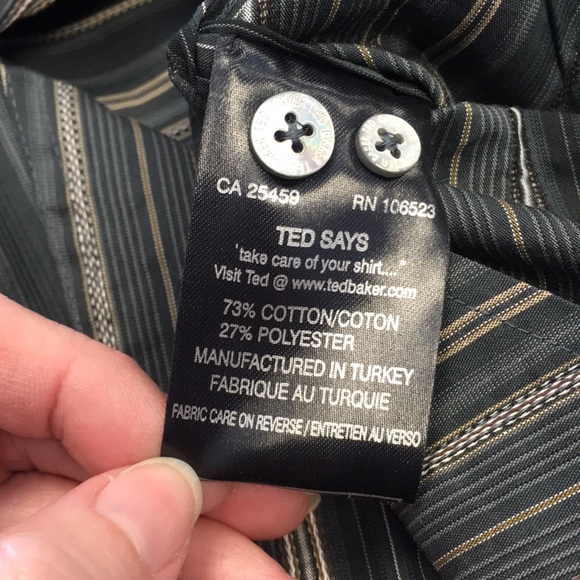 Ted Baker 4 Dress Shirt Gray, black tan pinstriped - Picture 4 of 6
